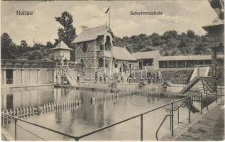 1914 Nagydisznód, Heltau, Cisnadie; Schwimmschule. Jos. Drotleff / swimming school / úszó iskola (EB)