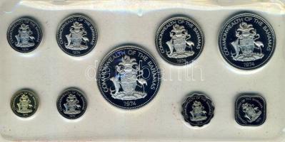 Bahama-szigetek 1974. 1c, 5c, 10c, 15c, 25c, 50c Ag, 1$ Ag, 2$ Ag, 5$ Ag összesen 9klf db, exkluzív szettben T:PP Díszdobozban, Tanúsítvánnyal!