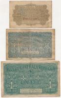 Románia / Német megszállás 1917. 25b + 50b + 1L T:III,III- 
Romania / German occupation 1917. 25 Ba...