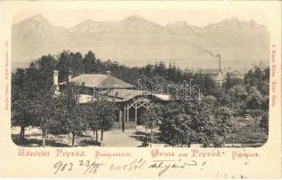 1903 Poprád (Magas-Tátra, Vysoké Tatry), Huszpark kávéház. Matejka Vilmos 577. / park, cafe