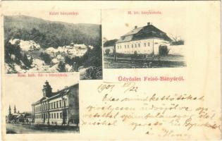 1901 Felsőbánya, Baia Sprie; Keleti bányatelep, M. kir. bányaiskola, római katolikus fiú és leány iskola / schools, mine colony (fl)