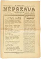 1919 A Népszava május 1. száma a Tanácsköztársaság idejéből szép állapotban