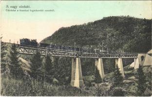 1914 Tiszolc, Tisovec; Tiszolc-völgyi fogaskerekű vasút Breznóbánya és Tiszolc között, iparvasút, híd, viadukt / standard gauge cogwheel railway between Brezno nad Hronom and Tisovec, industrial railway viaduct (EK)