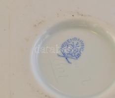 Herendi Viktória mintás körmös mini váza, kézzel festett, jelzett, kopásnyomokkal, m:13cm