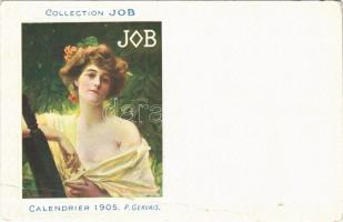 Collection Job. Calendrier 1905. / Smoking lady art postcard s: P. Gervais (fa)