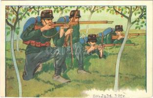 1920 Swiss military art postcard (vágott / cut)