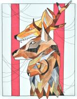 Kun Sarolta (1990-): Ősök. Akvarell-tus, papír, jelzett, felcsavarva, 40x50 cm