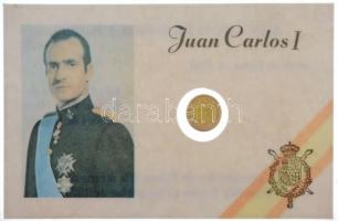 DN "Juan Carlos di Borbon y Borbon" modern mini Au pénz 100P címlettel, lezárt, eredeti műanyag tokban (0.333) T:BU patina ND "Juan Carlos di Borbon y Borbon" Au modern mini Au coin with 100 Pesetas value in sealed plastic case (0.333) C:UNC patina