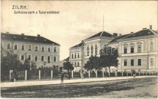1909 Zilah, Zalau; Szikszay park, Turul emlék. Terge József kiadása / park, monument