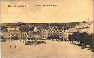 Zilah, Zalau; Kossuth tér nyugati része / square + NAGYKÁROLY P.U.