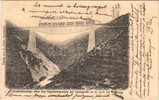 1903 Nagyapold, Grosspold; Ördög-vasúti híd a Cigány-árok felett, gőzmozdony. A. Glatz / Teufelsbrücke über den Zigeunergraben / railway bridge, viaduct, locomotive