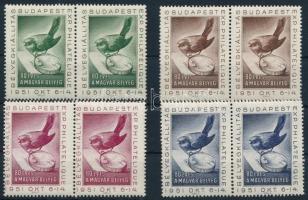1951 80 éves a magyar bélyeg nemzetközi bélyegkiállítás 4 klf levélzáró pár