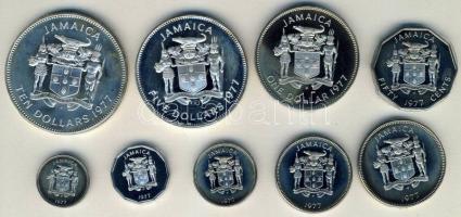 Jamaica 1977. 1c, 5c, 10c, 20c, 25c, 50c, 1$, 5$ Ag, 10$ Ag összesen 9klf db, exkluzív szettben T:PP...