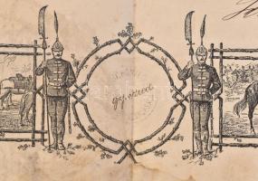 1890 Miskolc, magyar királyi 10. honvéd gyalogezred által kiállított végelbocsátó levél