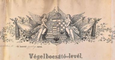 1890 Miskolc, magyar királyi 10. honvéd gyalogezred által kiállított végelbocsátó levél