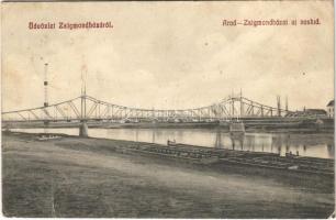 1912 Zsigmondháza, Muresel (Új-Arad); Arad-Zsigmondházai új vashíd / bridge (Rb)
