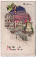 Fresnes in der Woevre-Ebene. Marktplatz / WWI German military art postcard. Durchsichtig. M.S.i.B. 63. Hold to light litho (fl)