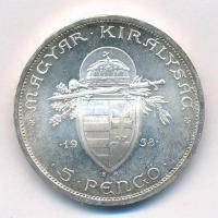 1938. 5P Ag "Szent István" T:1- patina 
Adamo P8.1