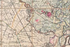 cca 1890 a Tisza-, Zagyva- és Tarna-töltések térrajza, 1:75 000, vászontérkép, 70×86 cm