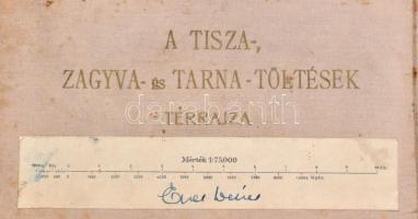 cca 1890 a Tisza-, Zagyva- és Tarna-töltések térrajza, 1:75 000, vászontérkép, 70×86 cm