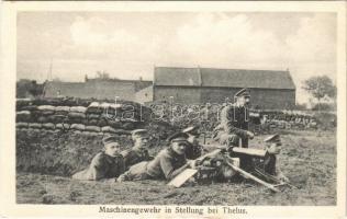 1918 Maschinengewehr in Stellung bei Thelus / WWI German military, machine gun in position (EK)