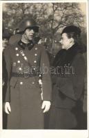 WWII Hungarian military, soldier with lady. photo