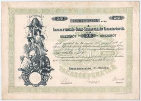 Kunszentmiklós 1927. Kunszentmiklós-Dabas-Szabadszállási Takarékpénztár 25db részvénye egyben, összesen 250P-ről, szárazpecséttel, szelvényekkel T:II