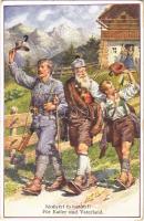 Királyért és hazáért! / Für Kaiser und Vaterland / WWI Austro-Hungarian K.u.K. military art postcard. B.K.W.I. 259-153. (EK)