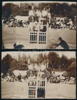 cca 1900 Bikaviadal (?) nézőtere és fellépők a középső emelvényen, 2 db fotó, 9×14 cm
