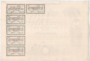 Kiskőrös 1930. "Az Első Dunavidéki Takarékpénztár" részvénye 50P-ről szelvényekkel, száraz...