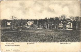 1907 Modor-Harmónia, Modra; Thoma, Jäger és Harmónia villa. Levius P. kiadása / villas (fa)