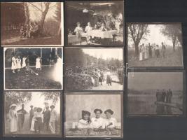 cca 1910-1920 Baráti társaságokról készült fotók, 8 db, 9×11 cm