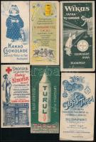 cca 1900-1940 12 db reklám számolócédula, közte szecessziós és litho, változó állapotban