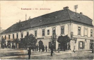 1916 Érsekújvár, Nové Zámky; Kir. járásbíróság, Steiner Miksa üzlete / county court, shops (szakadás / tear)
