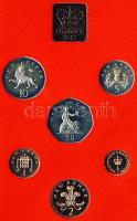 Nagy-Britannia 1981. 1/2p-10p 6klf db + "Elizabeth R-Royal Mint" Br szögletes emlékérem, s...