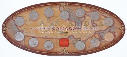 Kanada 1999. 25c (13xklf) Millennium szett díszkiadásban T:1  Canada 1999. 25 Cents (13xdiff) Millennium coin set in original packing C:UNC
