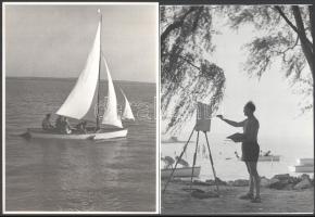 cca 1960-1980 Balatoni életképek, 7 db fotó, 23×18 cm