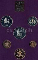 Nagy-Britannia 1980. 1/2p-10p 6klf db + "Elizabeth R-Royal Mint" Br szögletes emlékérem, s...