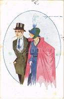 1918 Italian art postcard. Fashion couple. A.D.M. Serie 128-2. s: Bonora (fl)