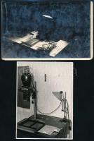 cca 1950-1970 Fotóelőhívás folyamatáról és eszközeiről készült képek, 5 db fotó, 12x9 cm és 14x9 cm