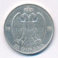 Jugoszlávia 1938. 20D Ag "II. Péter" T:2 
Yugoslavia 1938. 20 Dinara Ag "Petar II&qu...