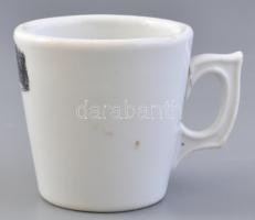 cca 1910 Katonai Szent Koronás bögre. Porcelán, matricás, kopott. 7 cm