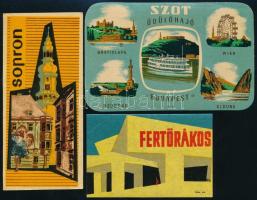 Magyar bőröndcímkék (Budapest, Balaton, stb.), 9 db