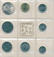 San Marino 1972. 1L, 2L, 5L, 10L, 20L, 50L, 100L, 500L Ag összesen 8klf db, szettben T:1 Díszdobozban, tanúsítvánnyal!