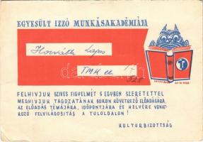 1937 Egyesült Izzó Munkásakadémiája meghívó s: Vasas Rota (EK)