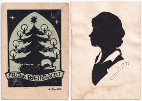 7 db VEGYES árnyképes motívum képeslap / 7 mixed silhouette motive postcards