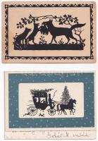 7 db VEGYES árnyképes motívum képeslap / 7 mixed silhouette motive postcards