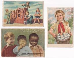 3 db modern magyar szocreál propaganda vegyes minőségben / 3 modern Hungarian Socialist propaganda postcards in mixed quality