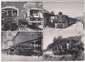 9 db MODERN magyar reprint motívum képeslap: vasút, vonat, villamos / 9 modern Hungarian reprint postcards: trams, trains, railway
