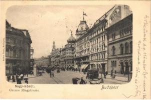 1899 (Vorläufer) Budapest VIII. Nagykörút, József körút, Hotel Rémi szálloda, villamos, M. kir. Technológiai és Iparmúzeum. Ganz Antal